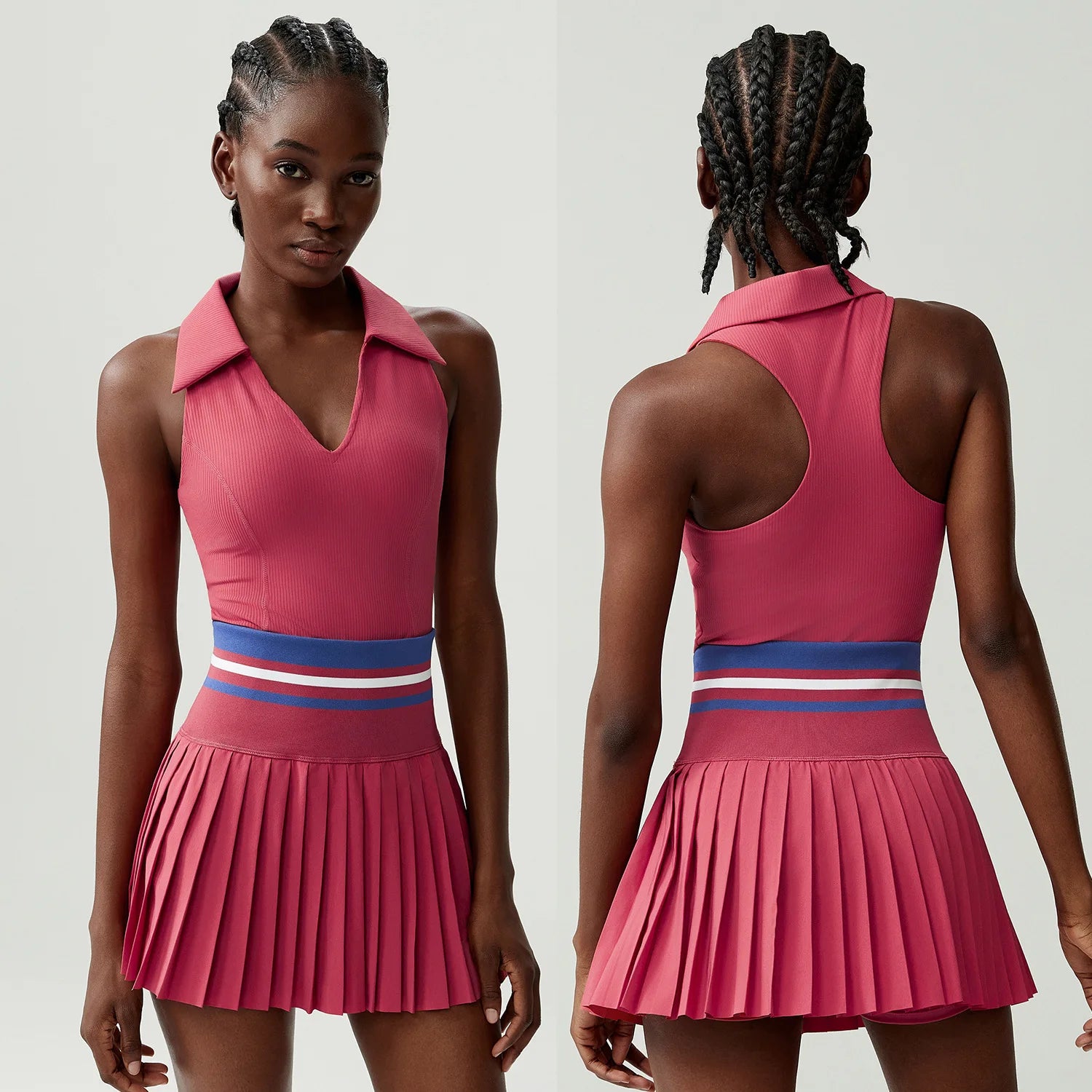 Women’s Two Piece Yoga Set – Gym Top & Tennis Skirt Quick Dry Sportswear