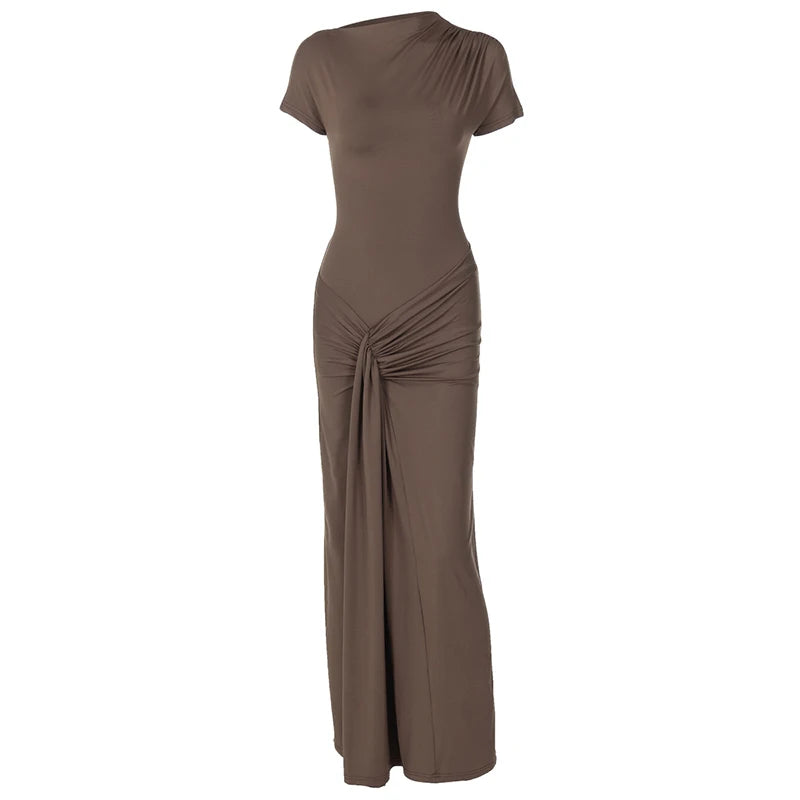 O-NECK SLEEVELESS BODYCON MAXI DRESS