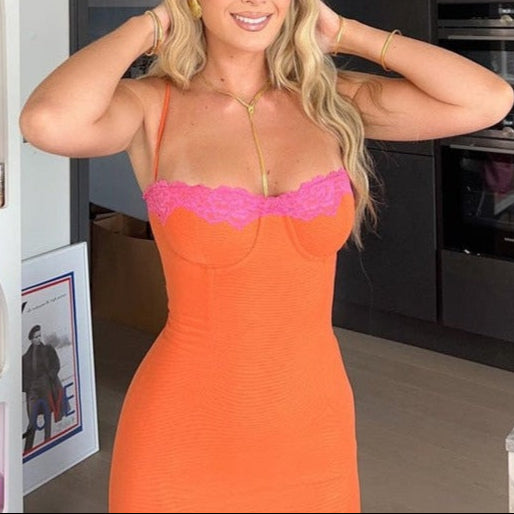 JIANNA ORANGE BODYCON MAXI DRESS