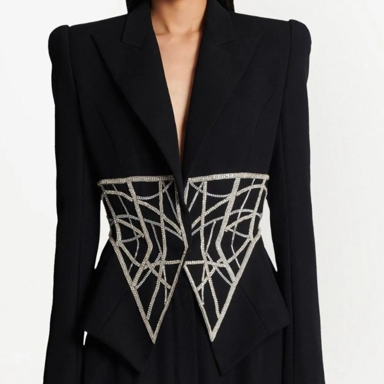 MERYL BLACK BLACER with CRYSTAL WAIST