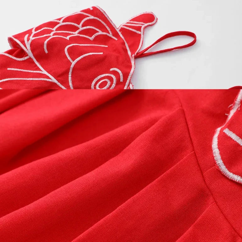 RED SLING SLEEVELESS MAXI DRESS
