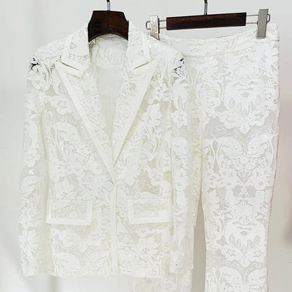 LACE FLARE PANTS and BLAZER SUIT