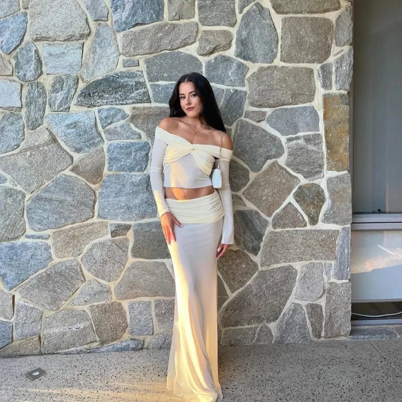GYNA OFF SHOULDER TOP and MAXI SKIRT SET