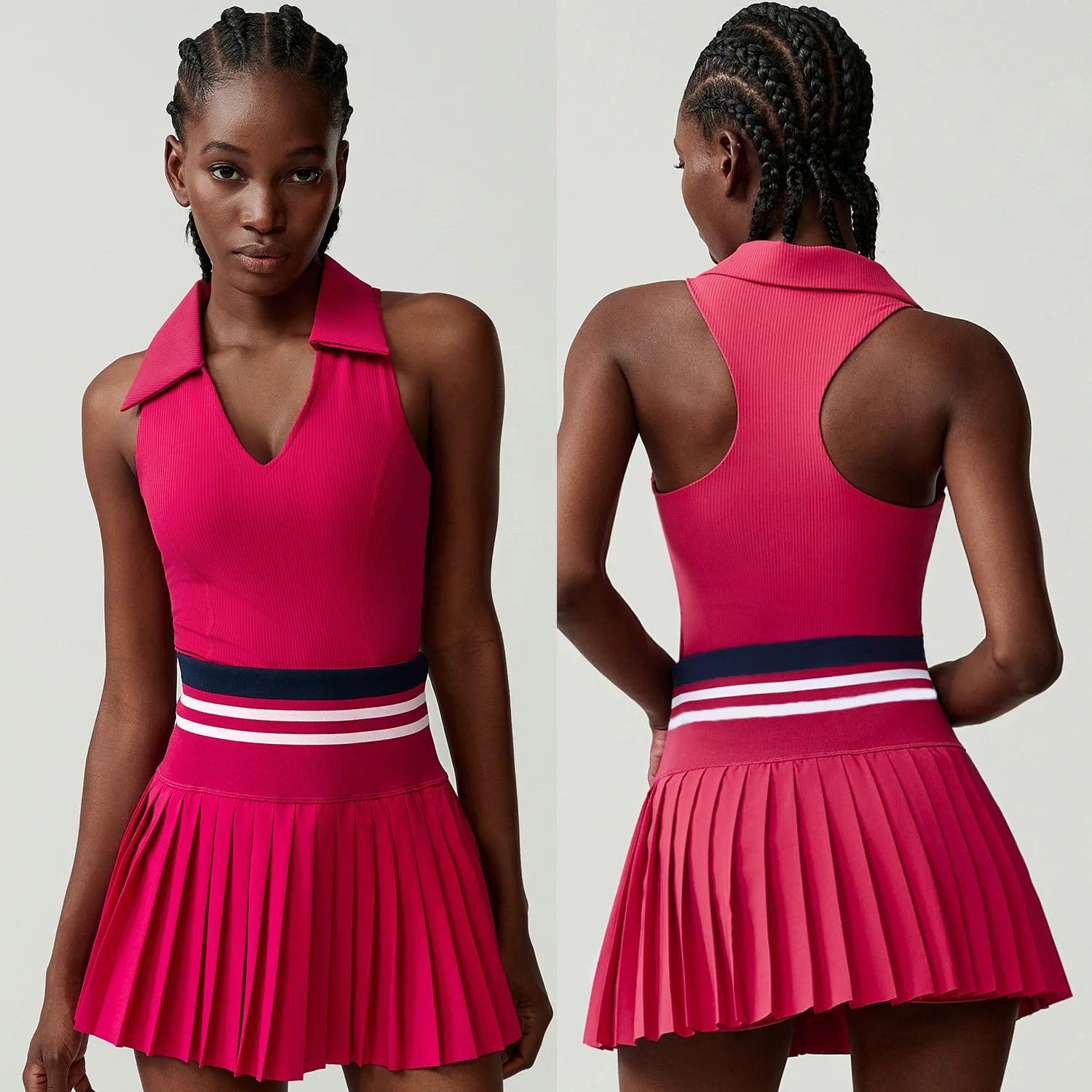 Women’s Two Piece Yoga Set – Gym Top & Tennis Skirt Quick Dry Sportswear