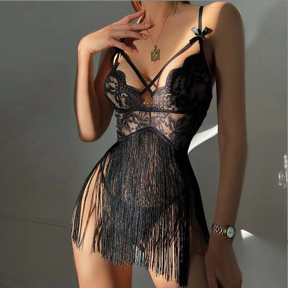 LACE TASSEL LINGERIE SET