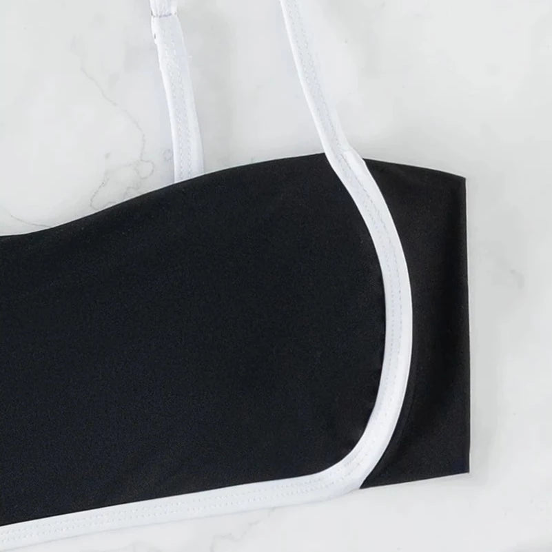 ANNY BLACK BIKINI with WHITE STRIPES