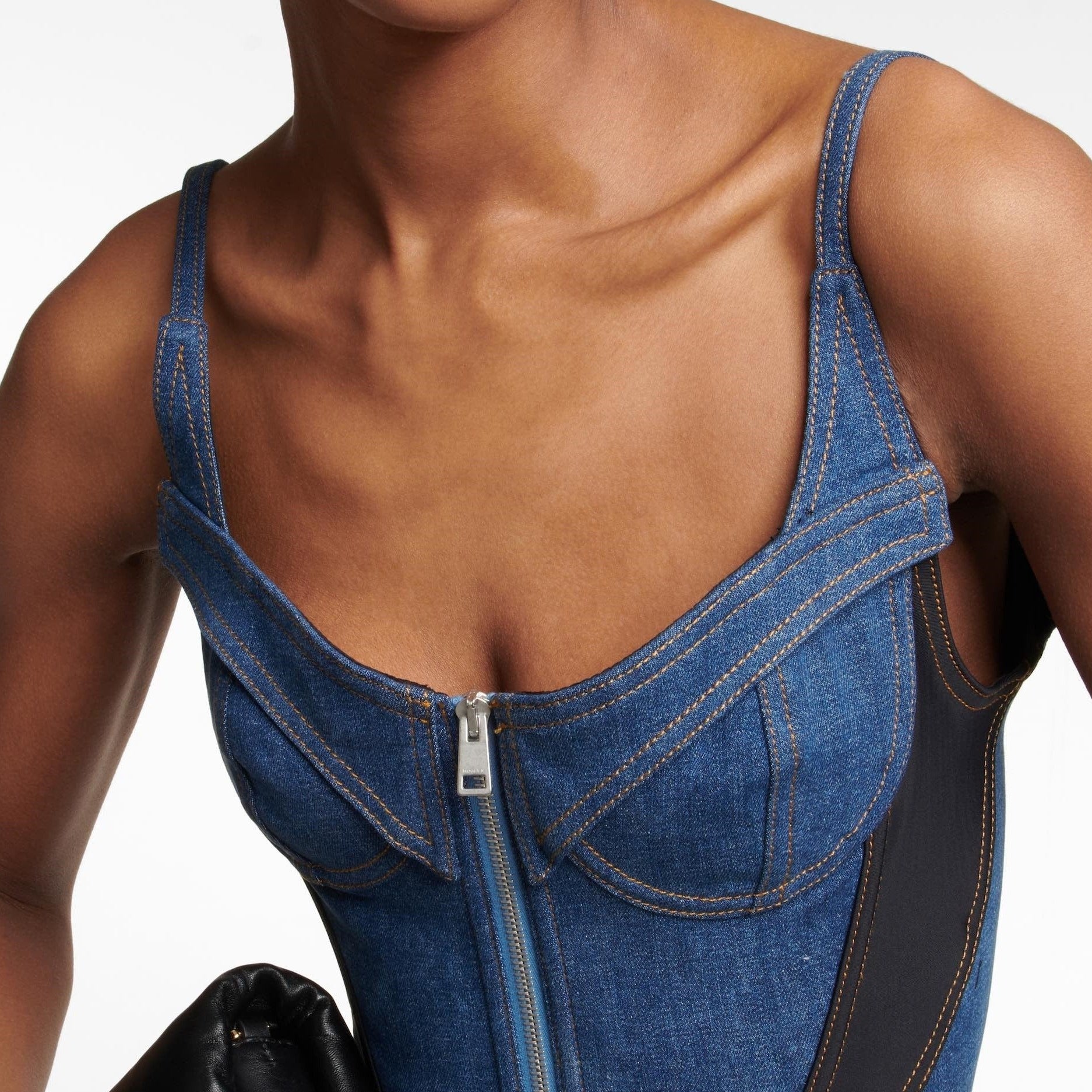 KHALY ZIPPER DENIM BODYSUIT
