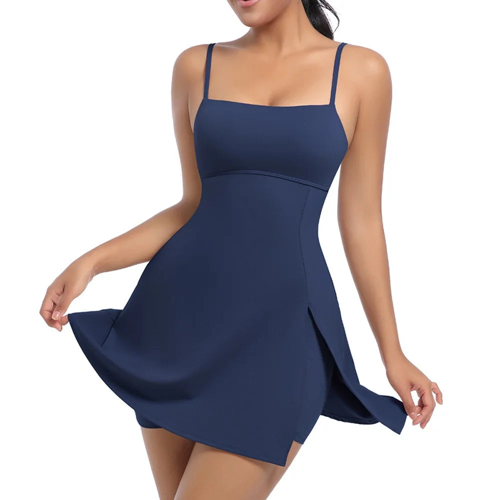 Women’s Activewear Sport Mini Dress with Built-In Shorts | Tennis, Golf & Workout Skort Dress