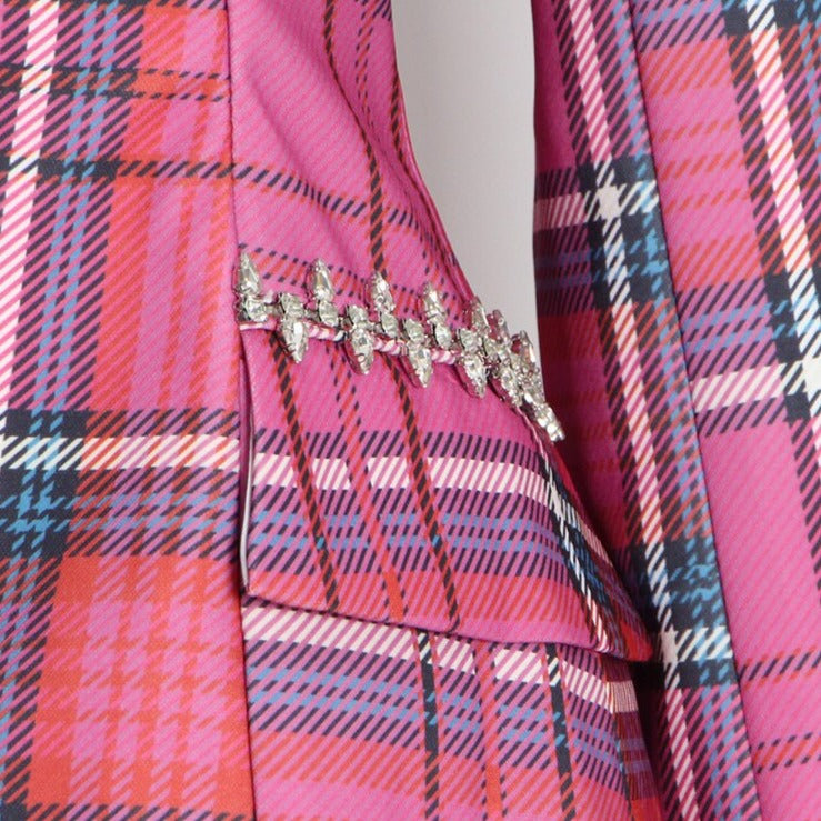 BAILEY PINK CUT OUT PLAID BLAZER