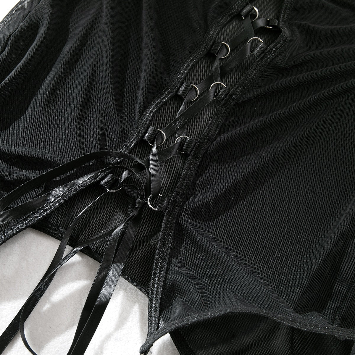 ELLIOT BLACK MESH 4 PIECE LINGERIE SET