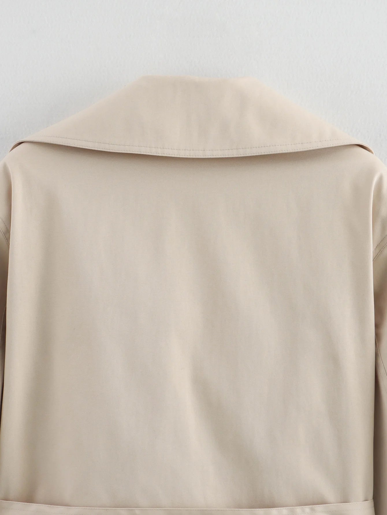 Chic Beige Double-Breasted Trench Coat with Belt & Pockets – Women's Slim Fit Windbreaker