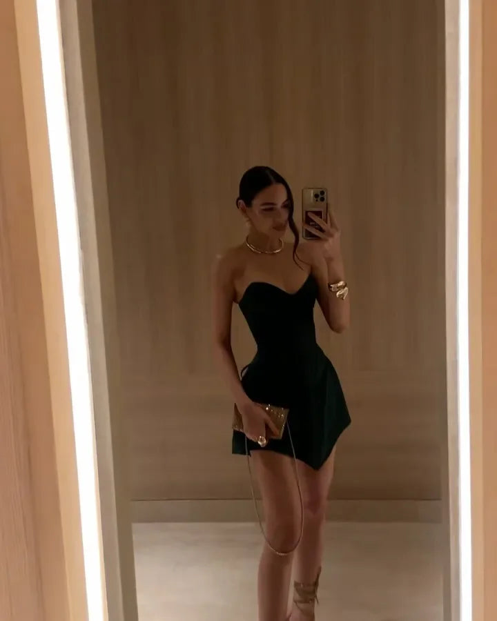 Women Strapless Backless Corset Mini Dress – Elegant Bustier Cocktail Party Outfit 2026