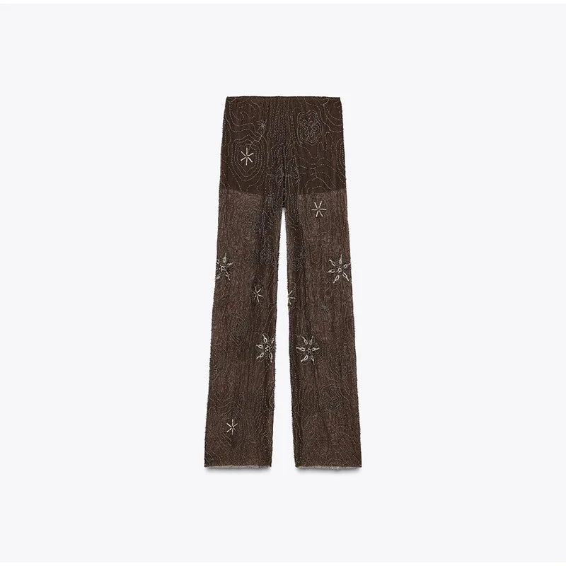 EMBOINED SEQUIN PANTS