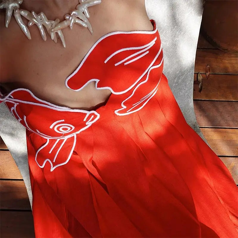 RED SLING SLEEVELESS MAXI DRESS