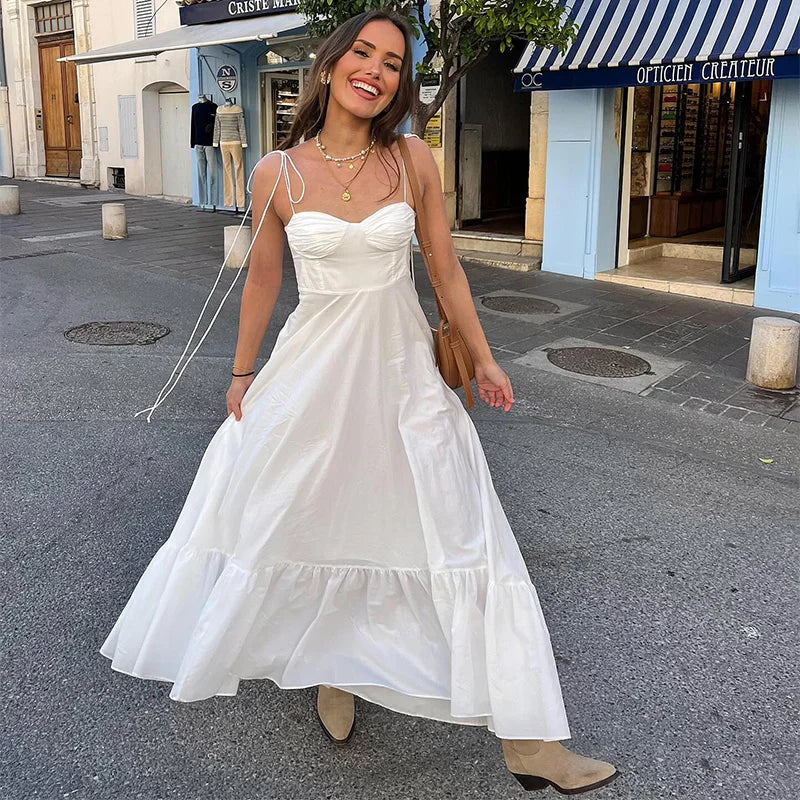 WHITE TIERED MAXI DRESS