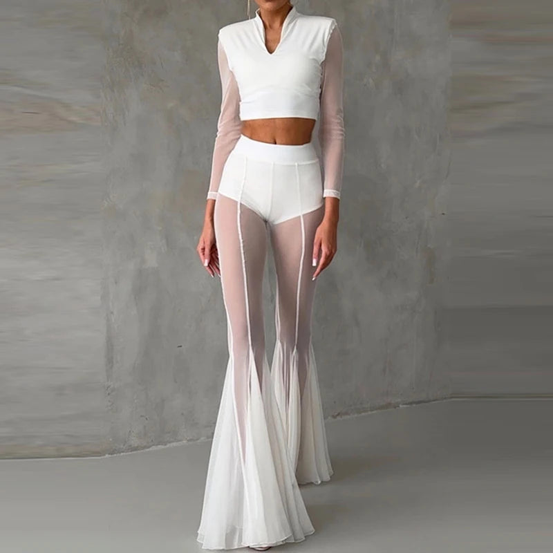SLIM FLARED PLEATED TROUSERS