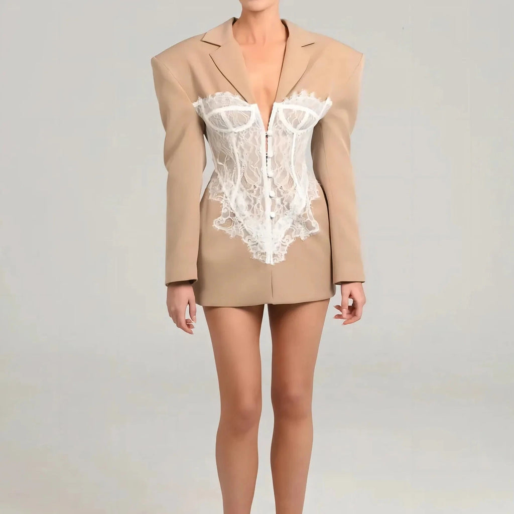 PATCHWORK LACE CORSET BLAZER