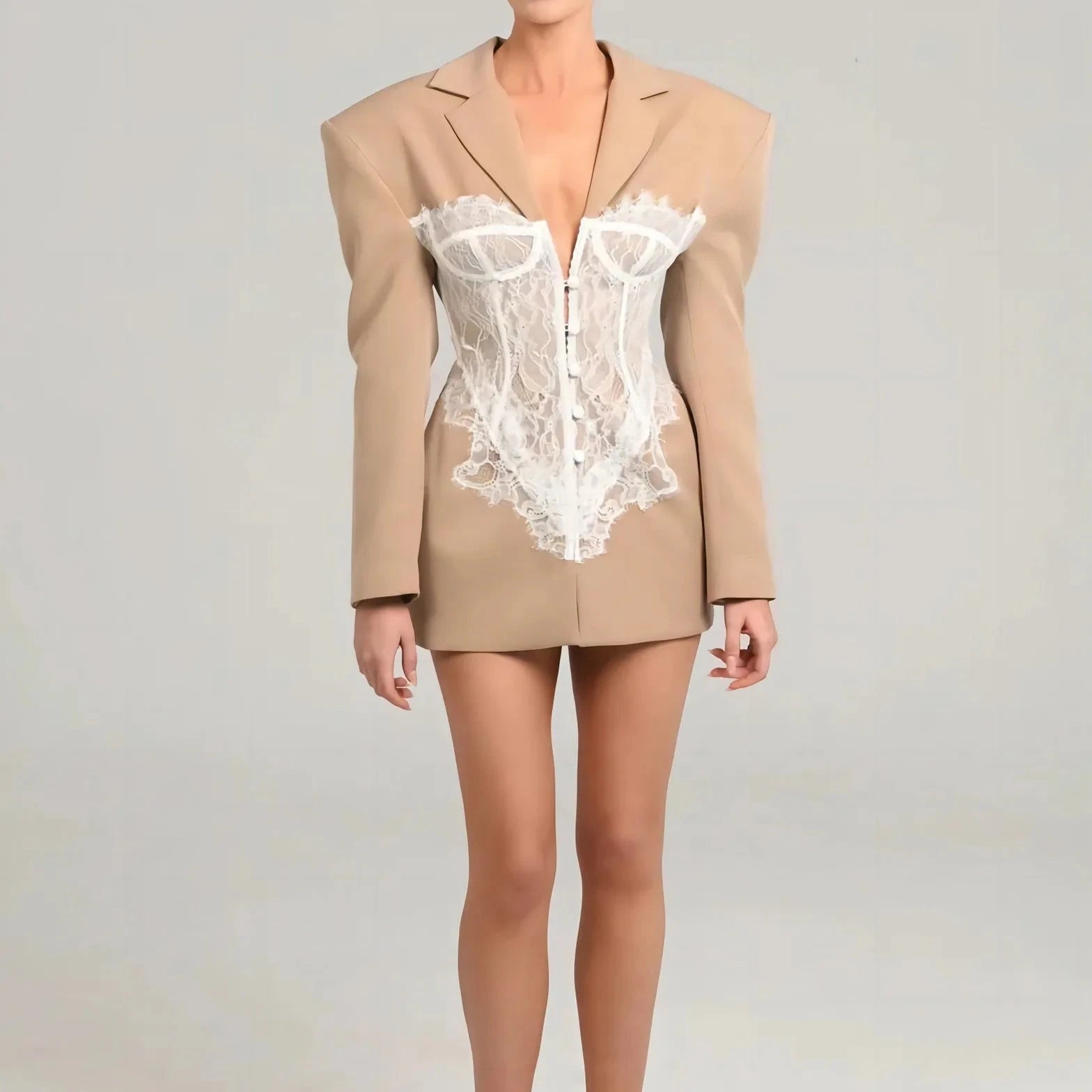 PATCHWORK LACE CORSET BLAZER