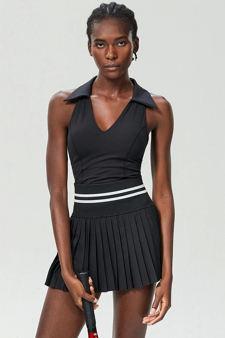 Women’s Two Piece Yoga Set – Gym Top & Tennis Skirt Quick Dry Sportswear