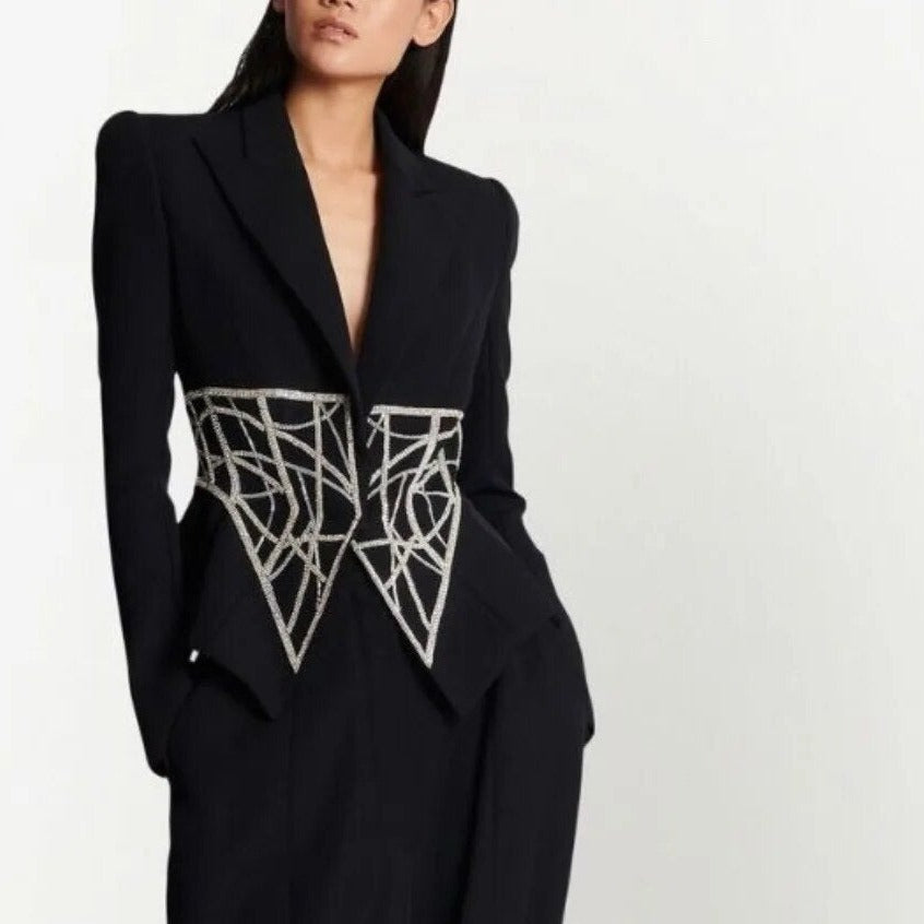 MERYL BLACK BLACER with CRYSTAL WAIST