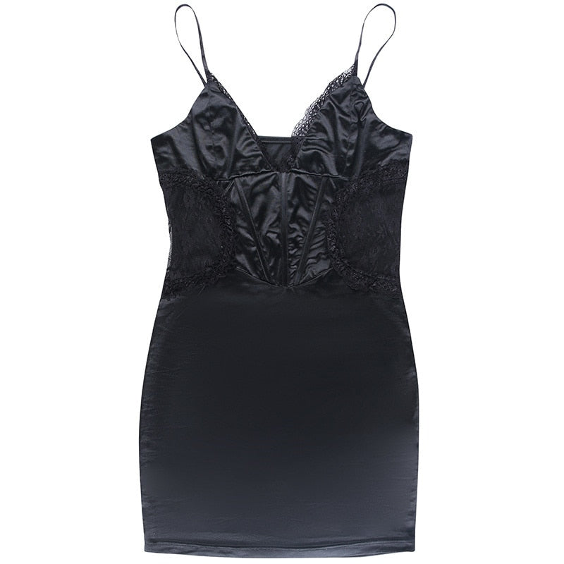 NOVAH HOLLOW OTT BLACK MINI DRESS