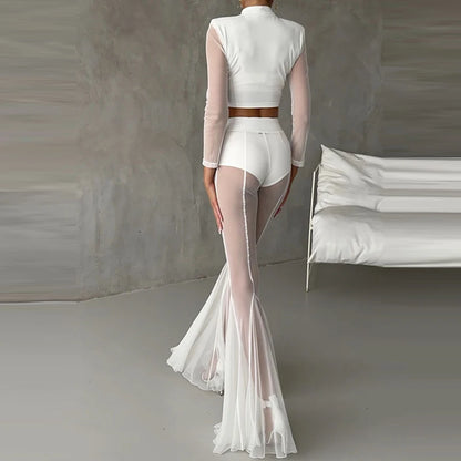 SLIM FLARED PLEATED TROUSERS