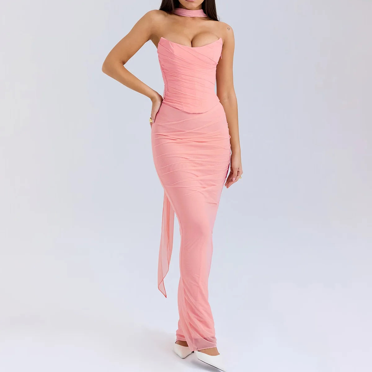 ELEGANT CORSET a MAXY SKIRT SET with SCARF