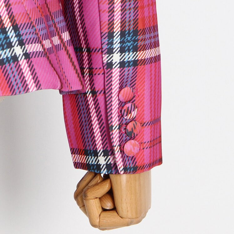BAILEY PINK CUT OUT PLAID BLAZER