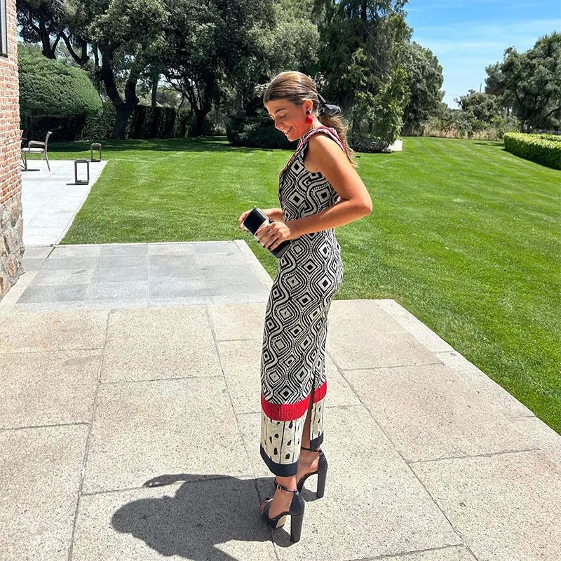 PRINT FLY SLEEVES MAXI DRESS