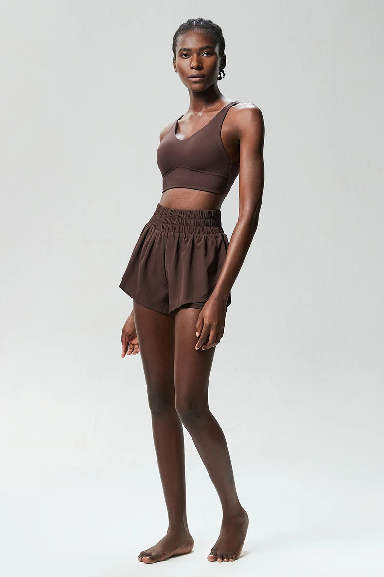 Women’s Quick-Dry Running Set – Sports Bra & High-Waist Shorts