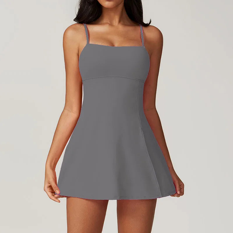 Women’s Activewear Sport Mini Dress with Built-In Shorts | Tennis, Golf & Workout Skort Dress