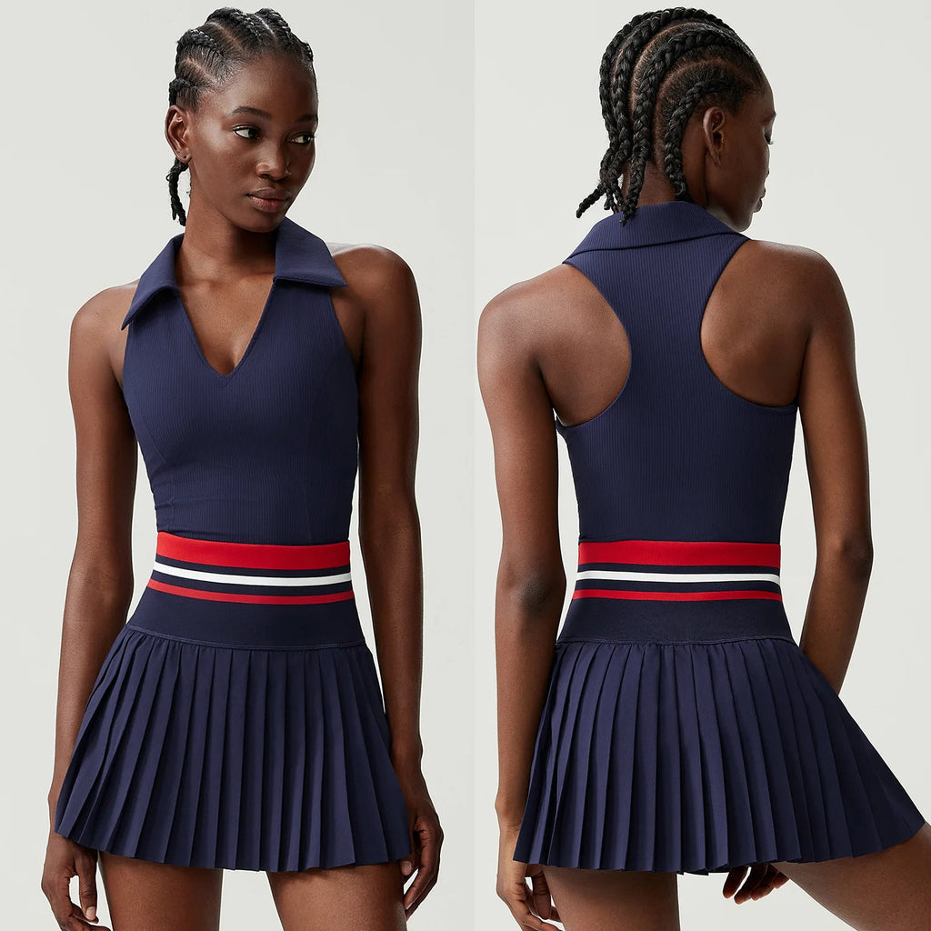 Women’s Two Piece Yoga Set – Gym Top & Tennis Skirt Quick Dry Sportswear