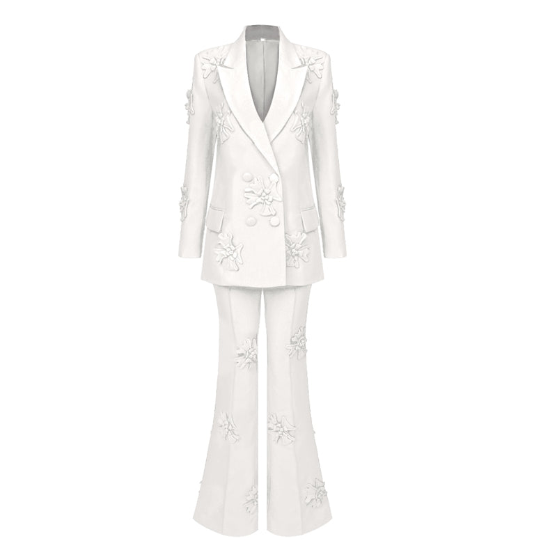 KIMBER FLOWER DECORATED PANTS and BLAZER SET