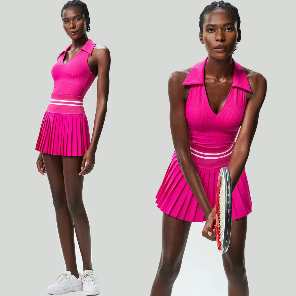 Women’s Two Piece Yoga Set – Gym Top & Tennis Skirt Quick Dry Sportswear