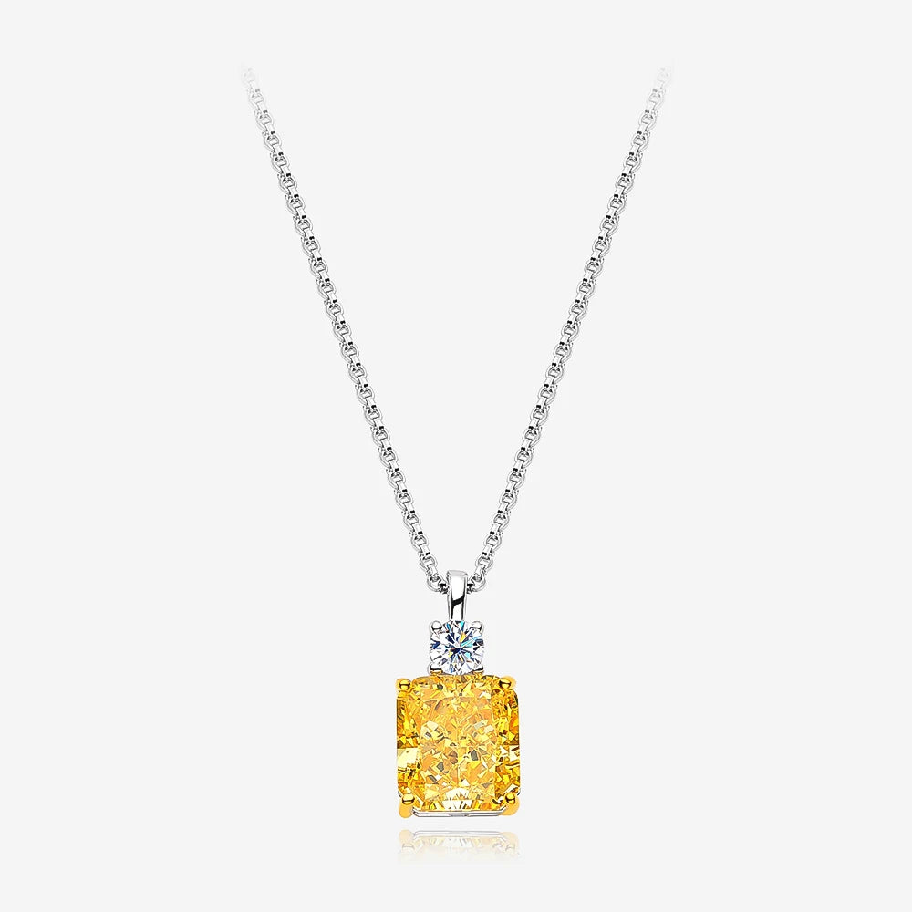 Yellow Topaz Pendant Necklace 925 Sterling Silver with Diamond Accent – Elegant Fine Jewelry for Women