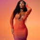 KALANI GRADIENT COLOR BODYCON MAXI DRESS
