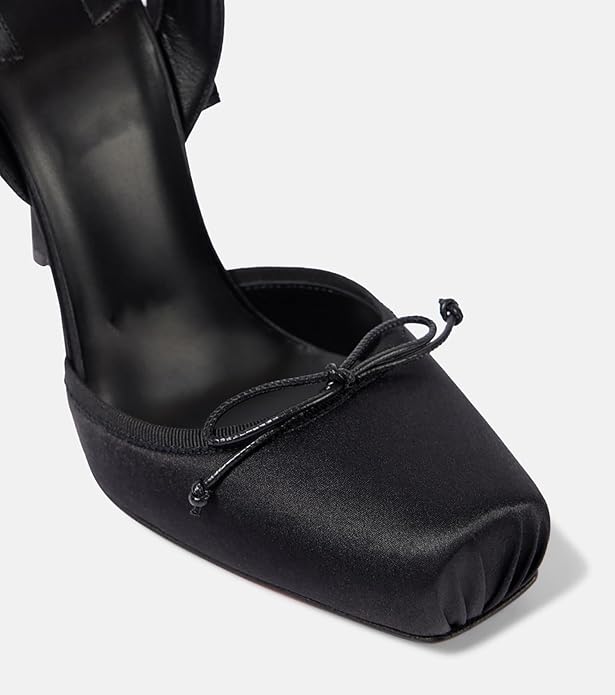 Elegant Satin High-Heeled Sandals with Ankle Straps | Square Toe Party Shoes for Women