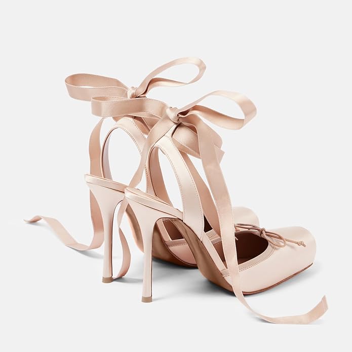 Elegant Satin High-Heeled Sandals with Ankle Straps | Square Toe Party Shoes for Women
