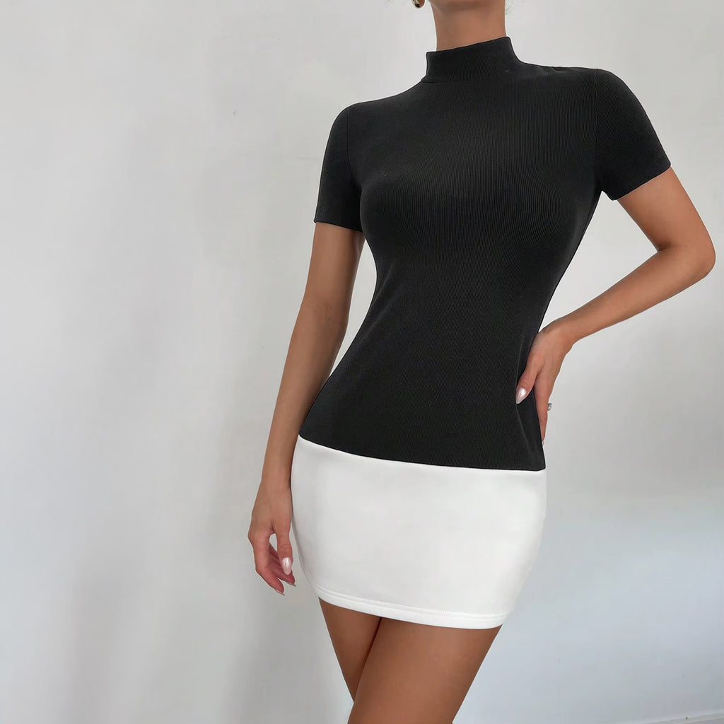 WHITE SKIRT SHORT SLEEVE MINI DRESS