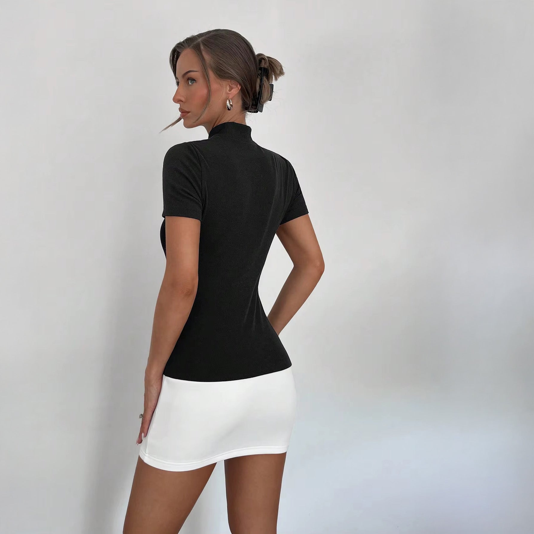 WHITE SKIRT SHORT SLEEVE MINI DRESS