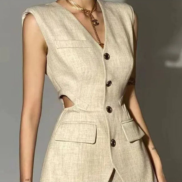 LUISA SHORTS CUT OUT VEST and BLAZER 3 PIECE SET