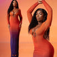 KALANI GRADIENT COLOR BODYCON MAXI DRESS