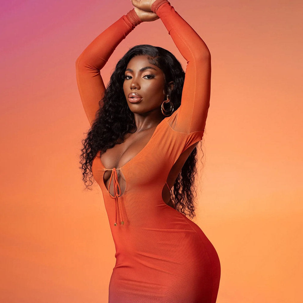 KALANI GRADIENT COLOR BODYCON MAXI DRESS