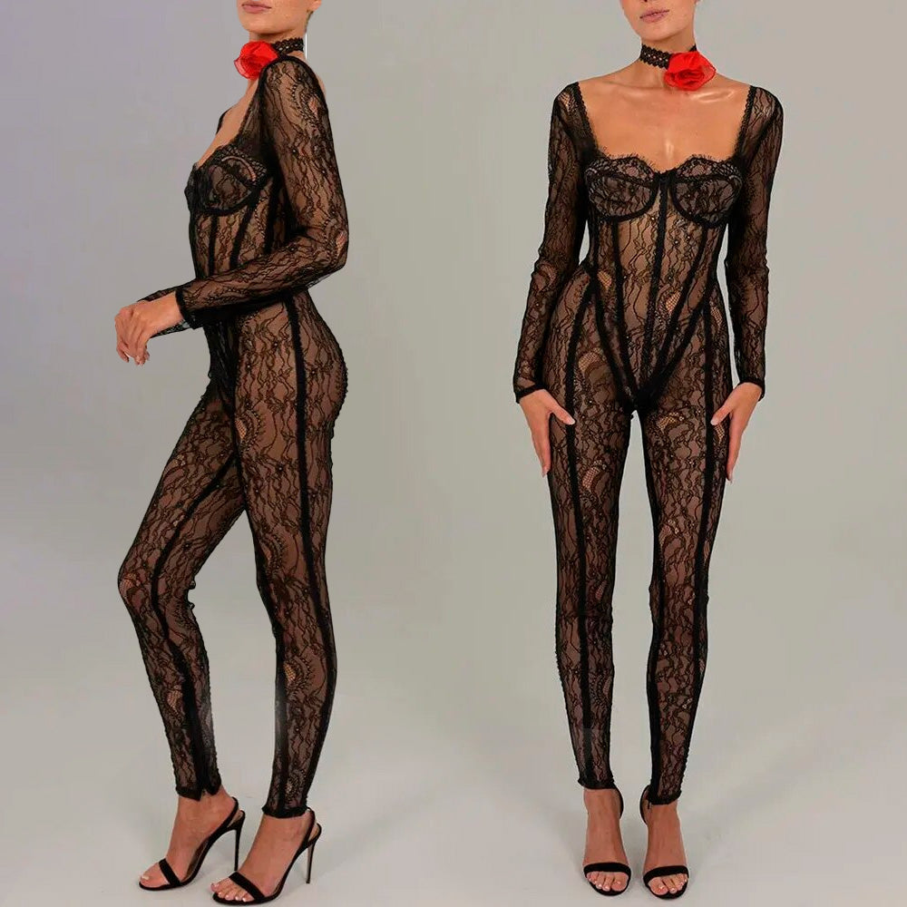 LORAK LACE LONGSLEEVE JUMPSUIT