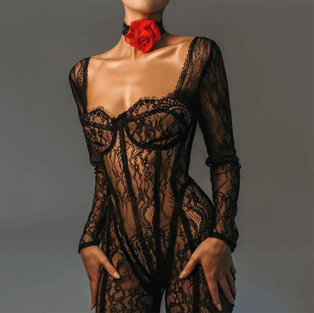 LORAK LACE LONGSLEEVE JUMPSUIT