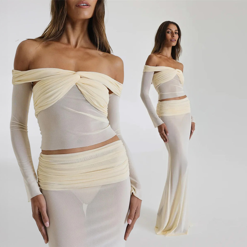 GYNA OFF SHOULDER TOP and MAXI SKIRT SET