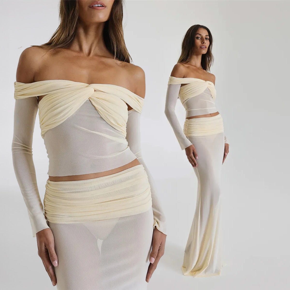 GYNA OFF SHOULDER TOP and MAXI SKIRT SET