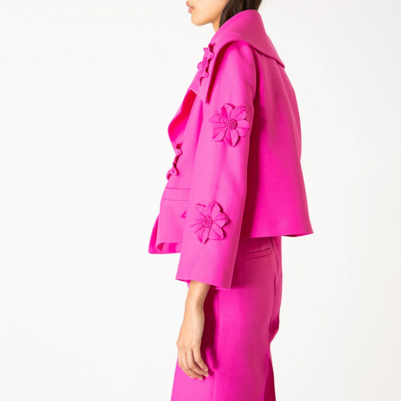 THEODORA PINK FLOWER DECORATED BLAZER and SKIRT