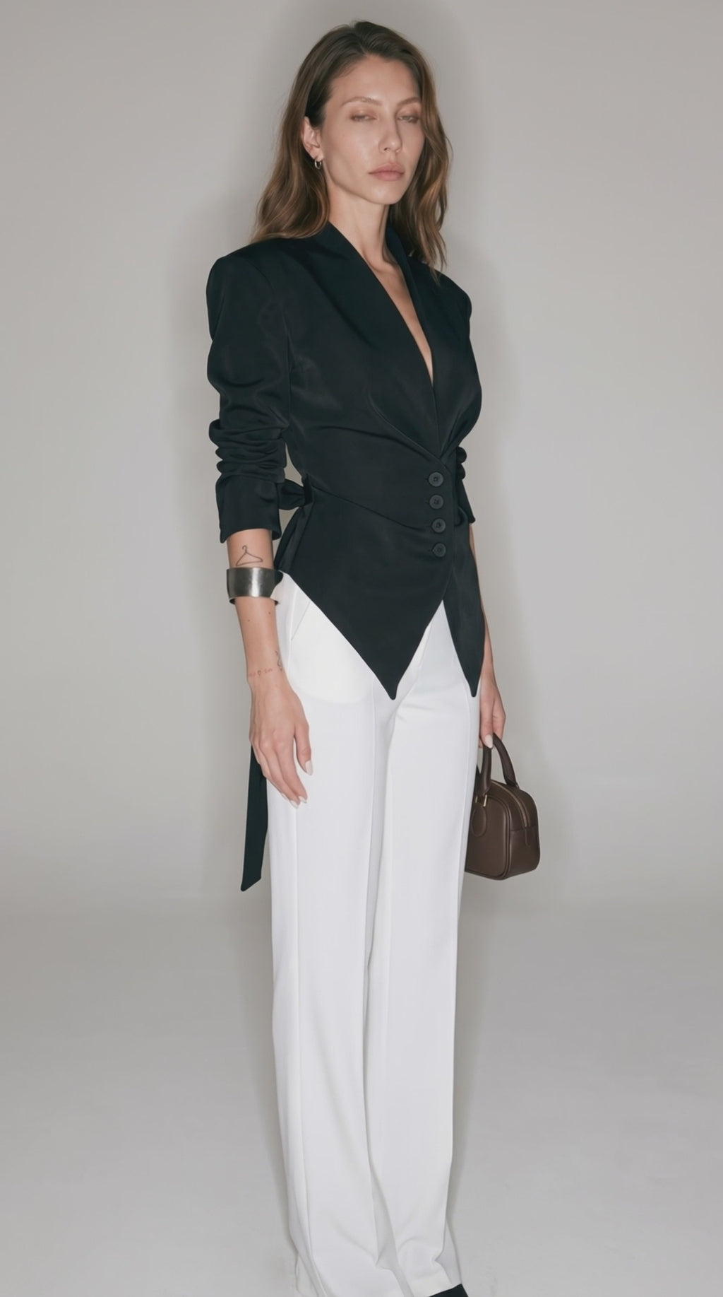 Women’s Wrap Tie Blazer Jacket - Structured Waist Cinching Blazer Top