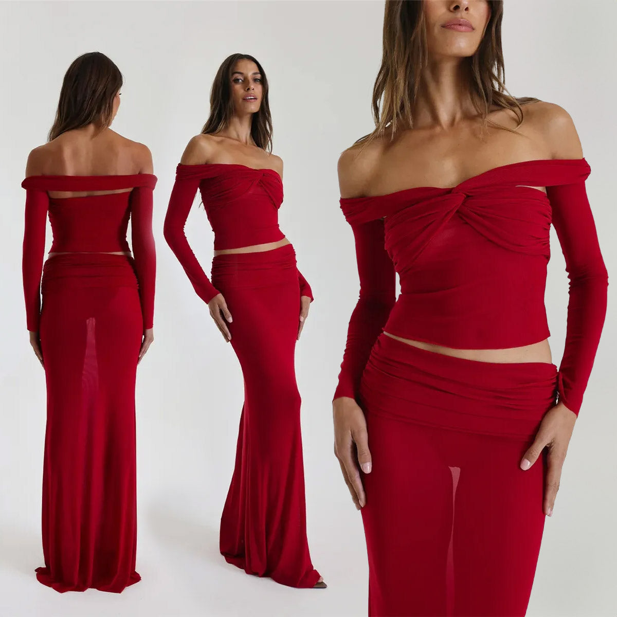GYNA OFF SHOULDER TOP and MAXI SKIRT SET